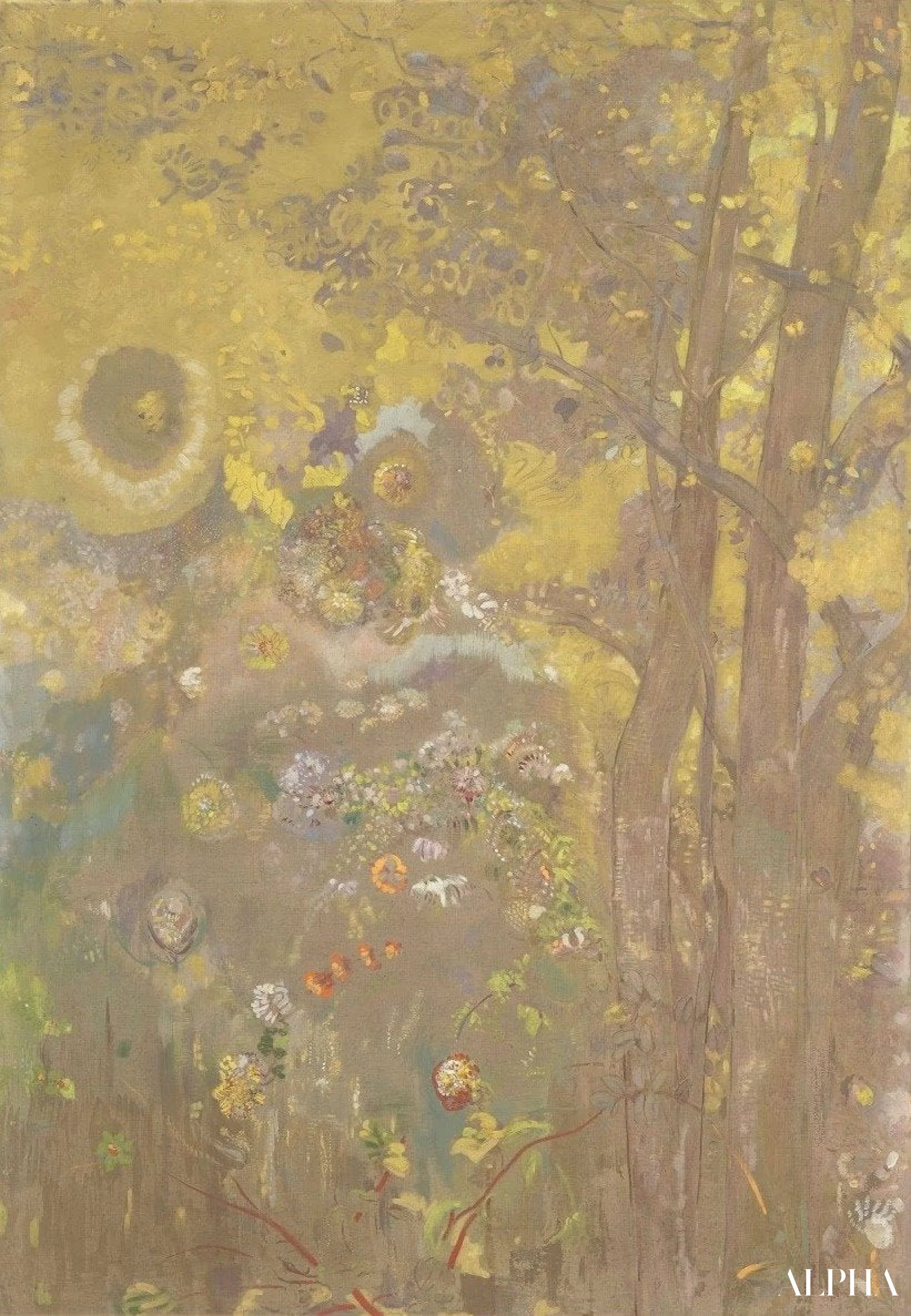 Arbres sur un fond jaune - Odilon redon - Reproductions de tableaux et peintures haut de gamme