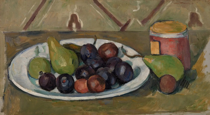 จานผลไม้และโถกระป๋อง - Paul Cézanne