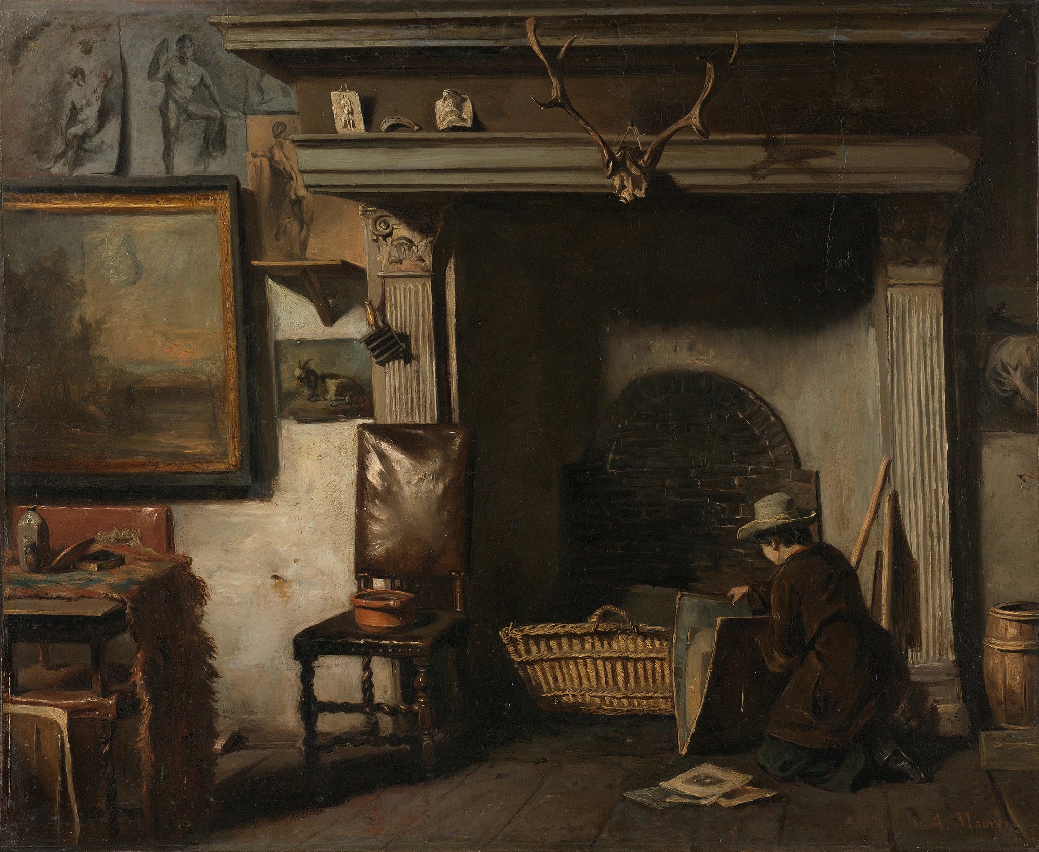 L'atelier du peintre de Haarlem Pieter Frederik van Os - Anton Mauve