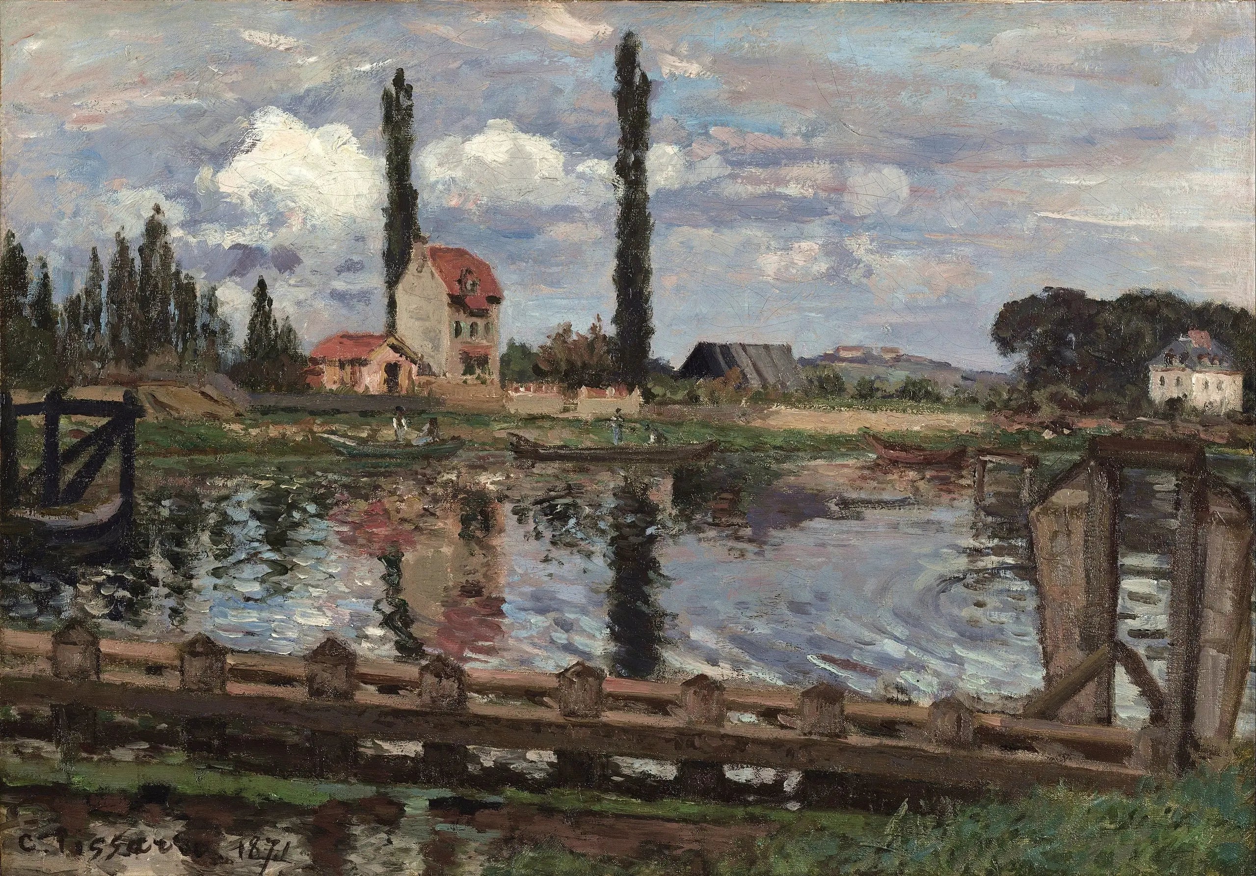 Au bord de la Seine à Port Marly - Camille Pissarro image 1 tableau peint à l’huile sur toile