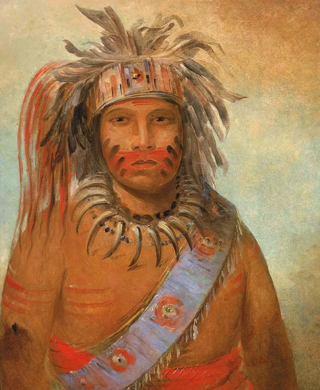 Au-nim-muck-kwa-um, oiseau de la tempête - George Catlin image 1 copie de tableau peinte à la main