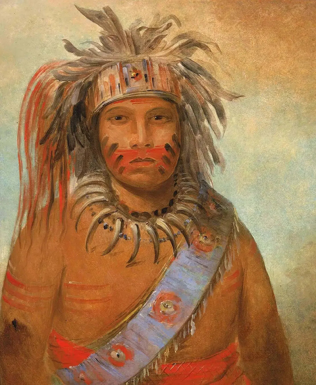 Au-nim-muck-kwa-um, oiseau de la tempête - George Catlin image 1 copie de tableau peinte à la main