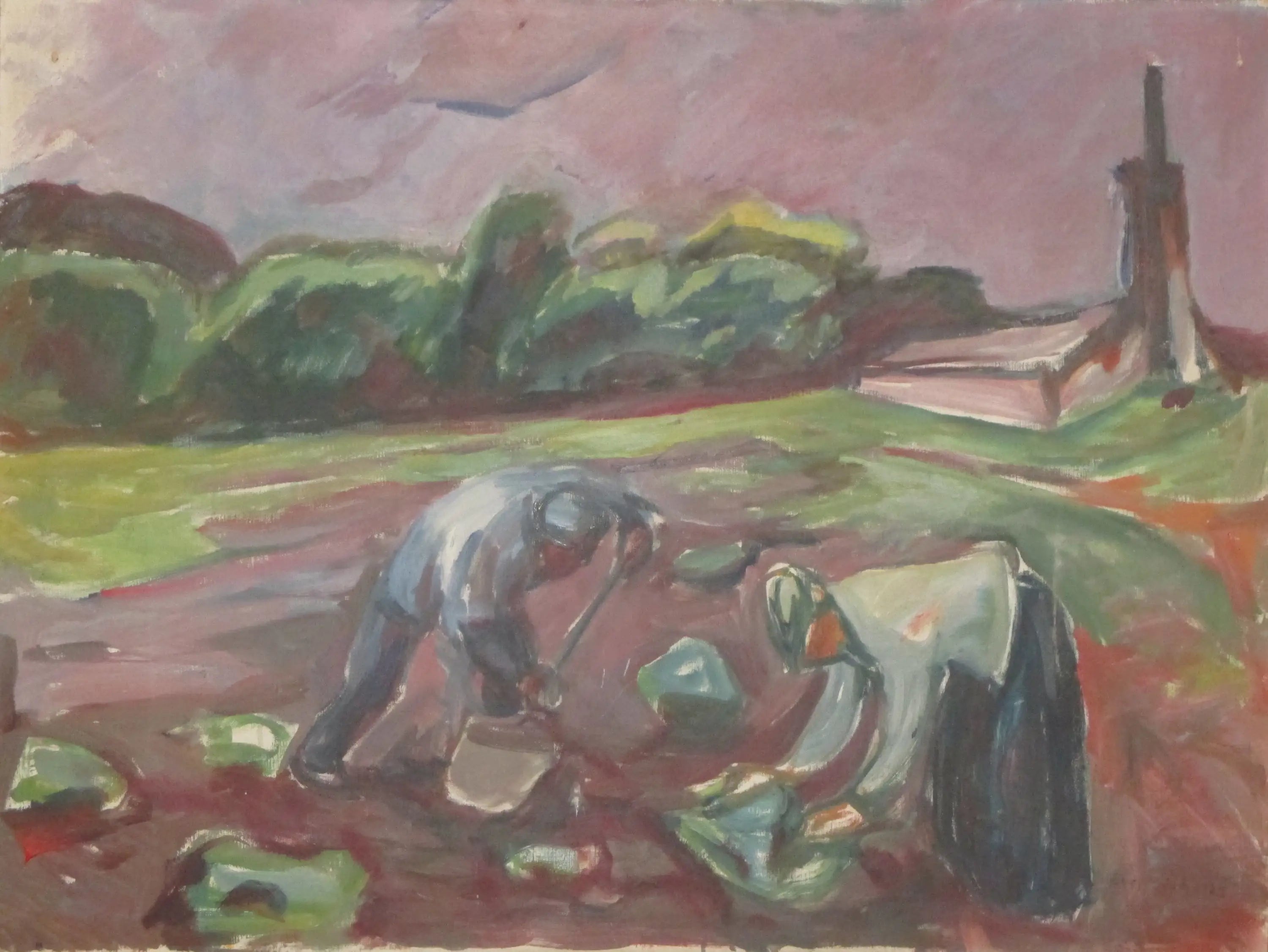 Au travail près de la serre - Edvard Munch image 1 tableau peint à l’huile sur toile