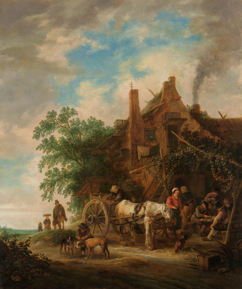 Auberge paysanne avec cheval et charrette - Isaac van Ostade