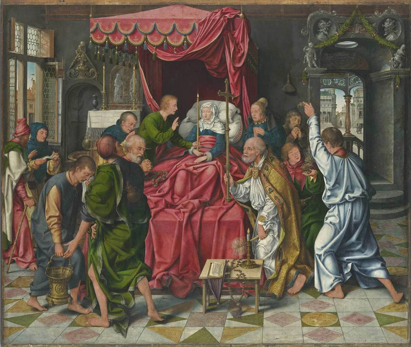 แท่นบูชามารีย์ดอท : การสิ้นพระชนม์ของมารีย์ - Joos van Cleve