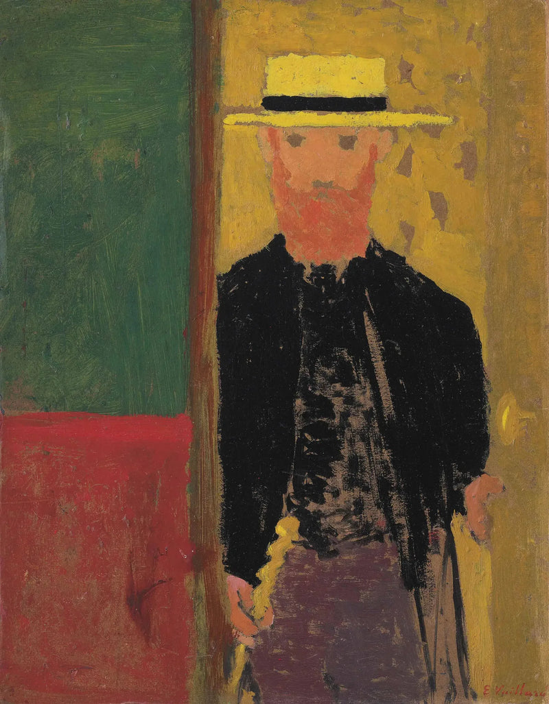 ภาพเหมือนตัวเองถือไม้เท้าและหมวกปีกกว้าง - Édouard Vuillard