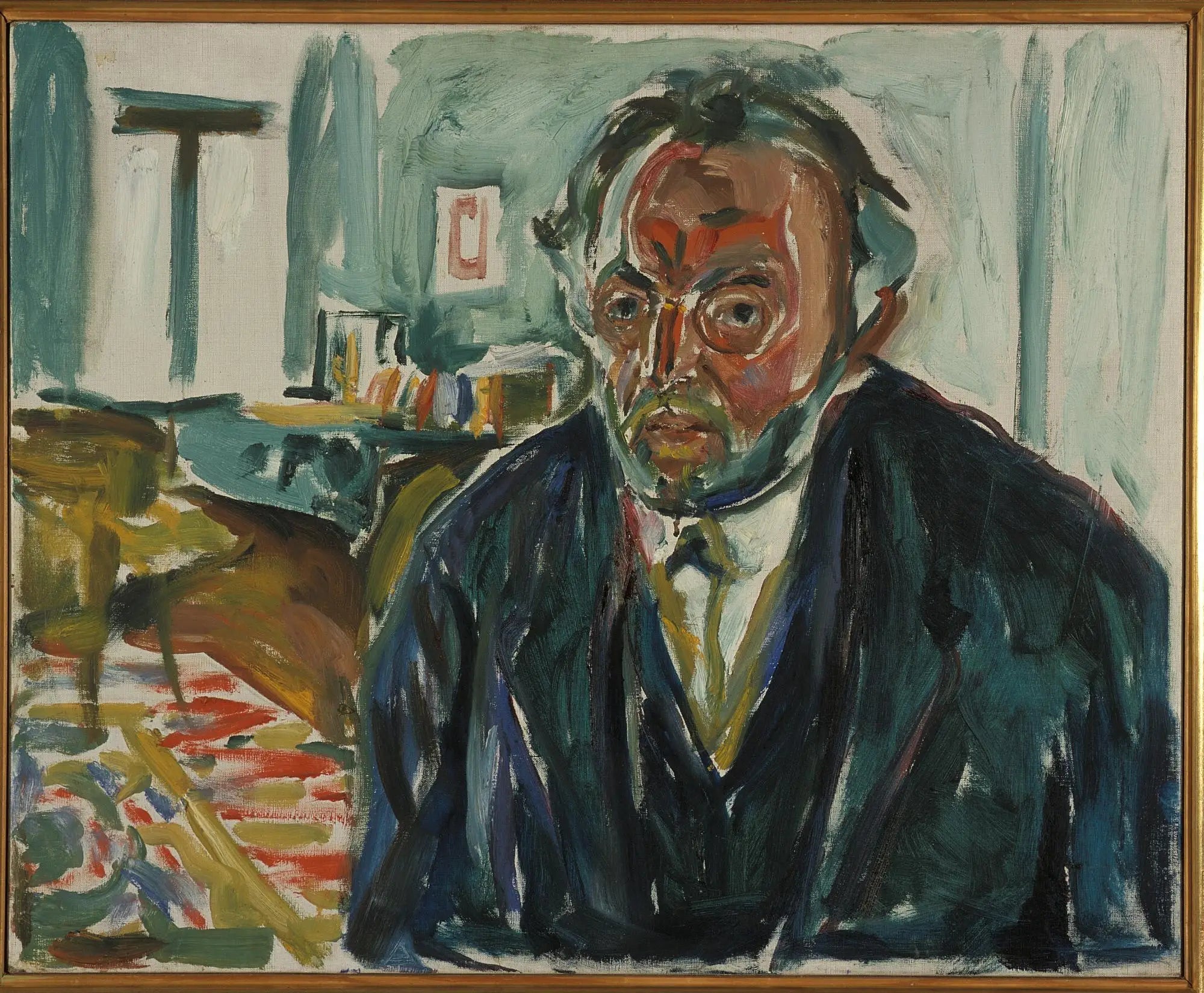 Autoportrait après la grippe espagnole - Edvard Munch image 1 copie de tableau peinte à la main