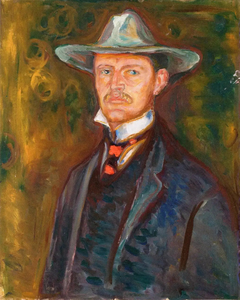 การวาดภาพตนเองสวมหมวกปีกกว้าง - เอ็ดวาร์ด มุนช์