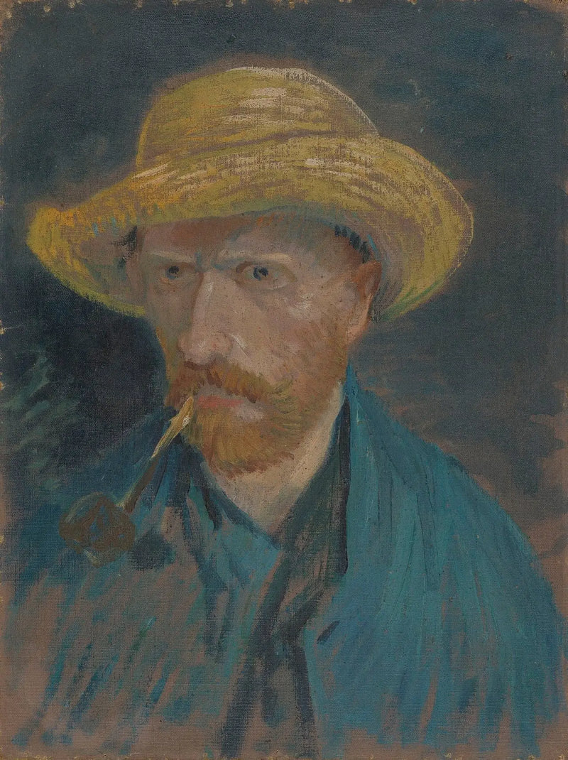 ภาพเหมือนตนเองใส่หมวกฟางและถือไปป์ - Vincent van Gogh