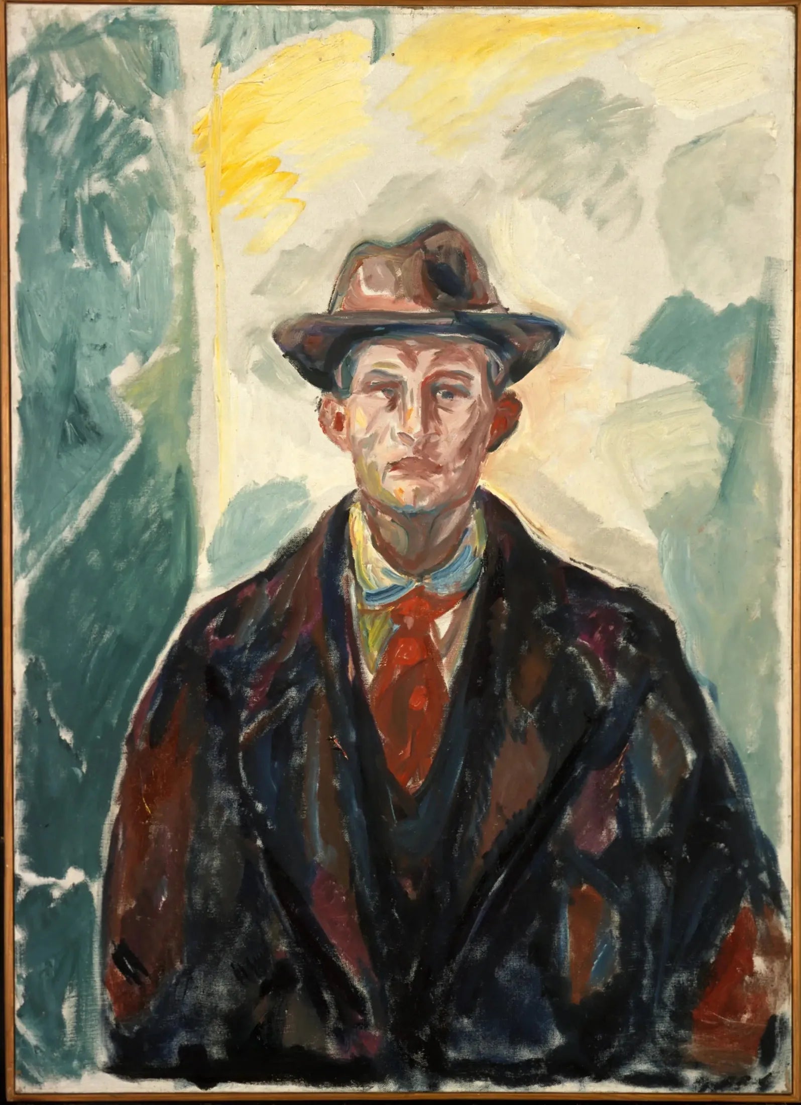 Autoportrait au chapeau et à la cravate rouge - Edvard Munch image 1 reproduction réalisée par Alpha Reproduction