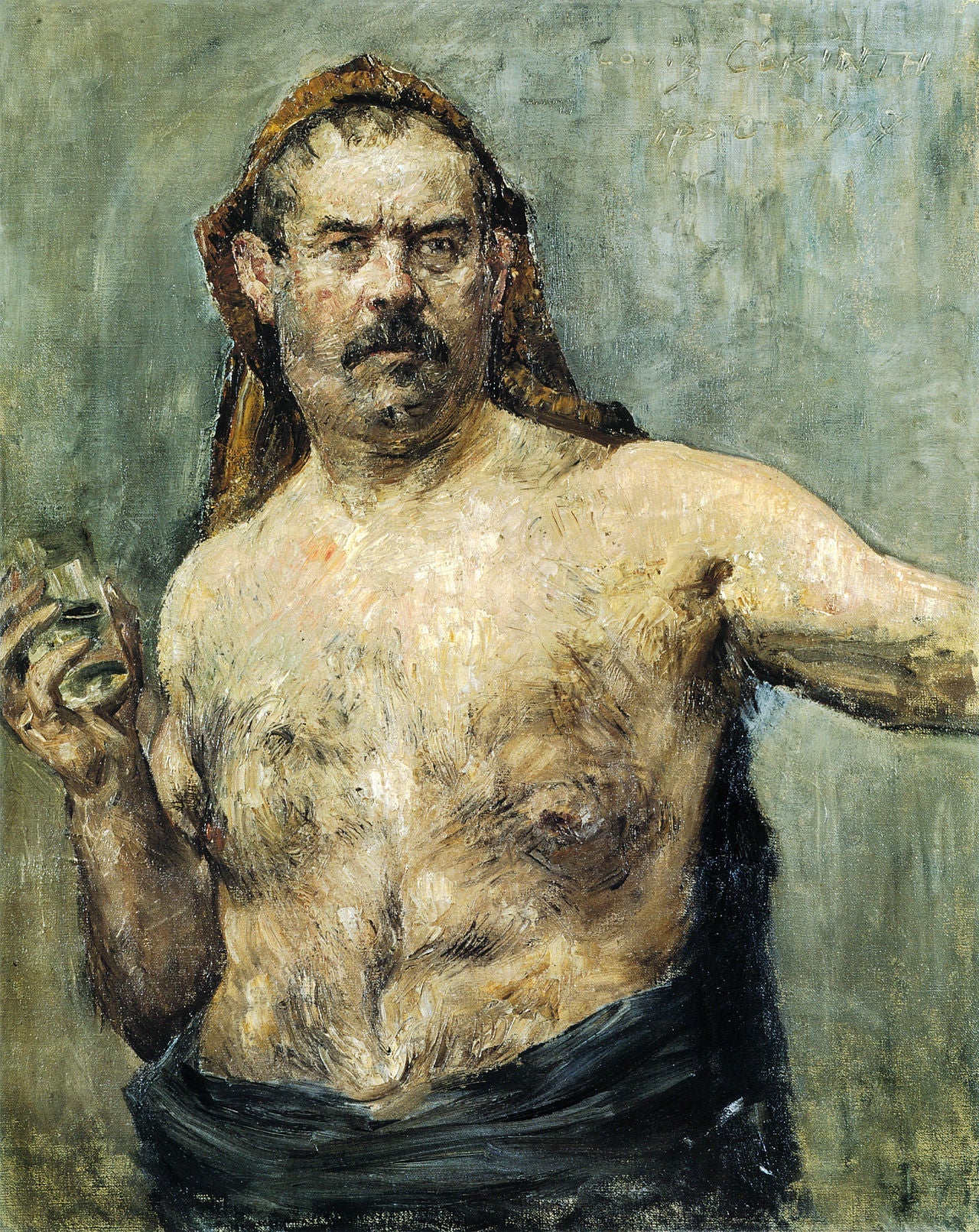 Autoportrait au verre - Lovis Corinth image 1 reproduction de peinture à l’huile