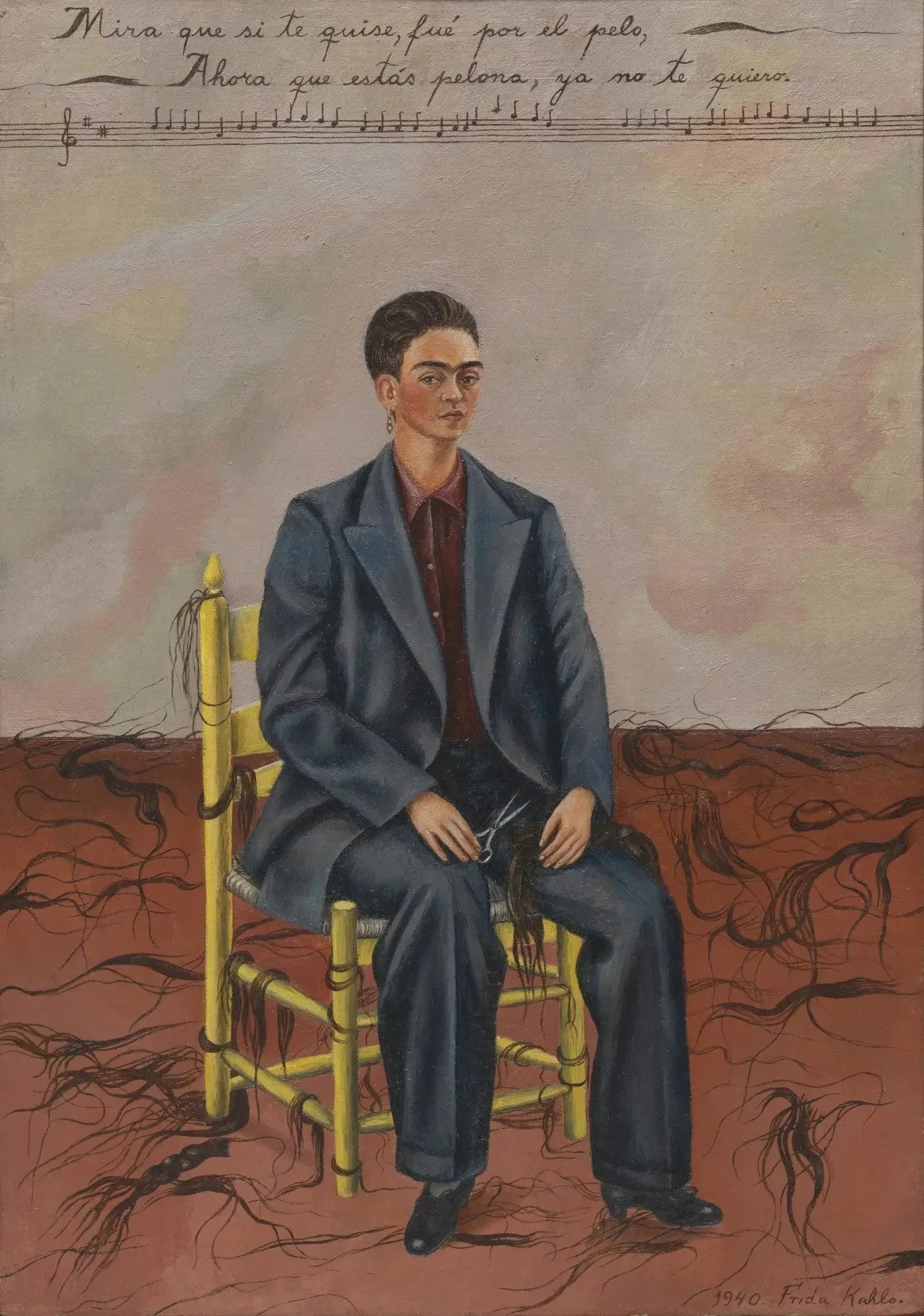 Autoportrait aux cheveux coupés courts - Frida Kahlo image 1 tableau peint à l’huile sur toile