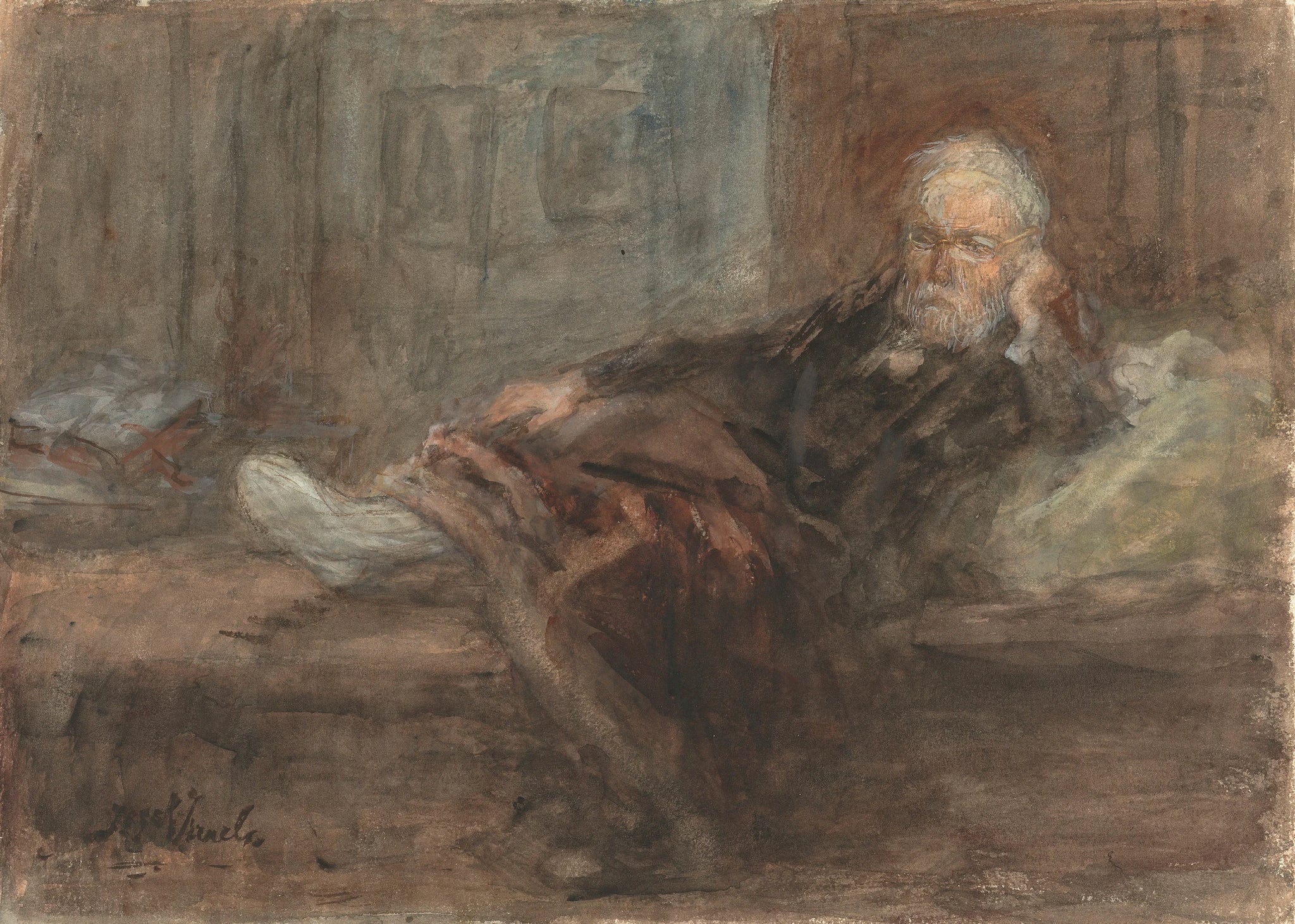 Autoportrait avec un pied malade - Jozef Israëls
