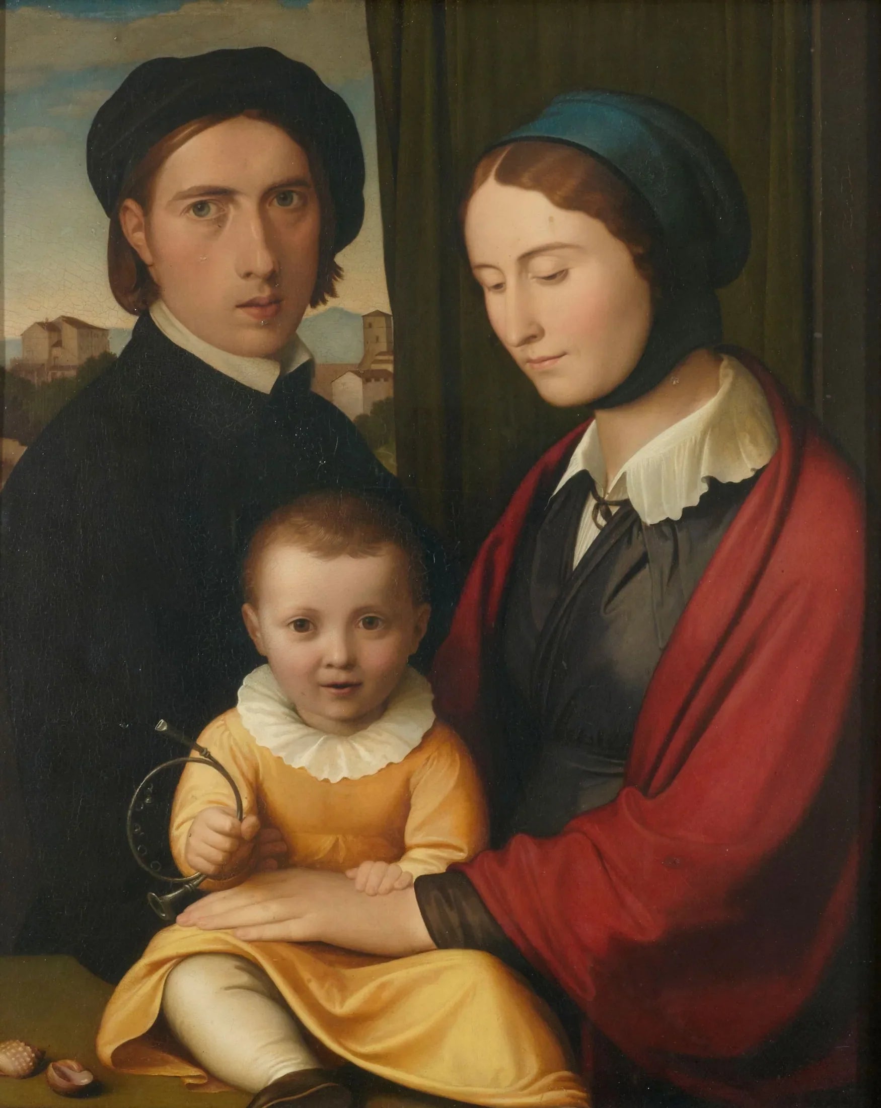 Autoportrait de l'artiste avec sa femme et son fils Alfons - Johann Friedrich Overbeck image 1 copie peinte à la main à l’huile
