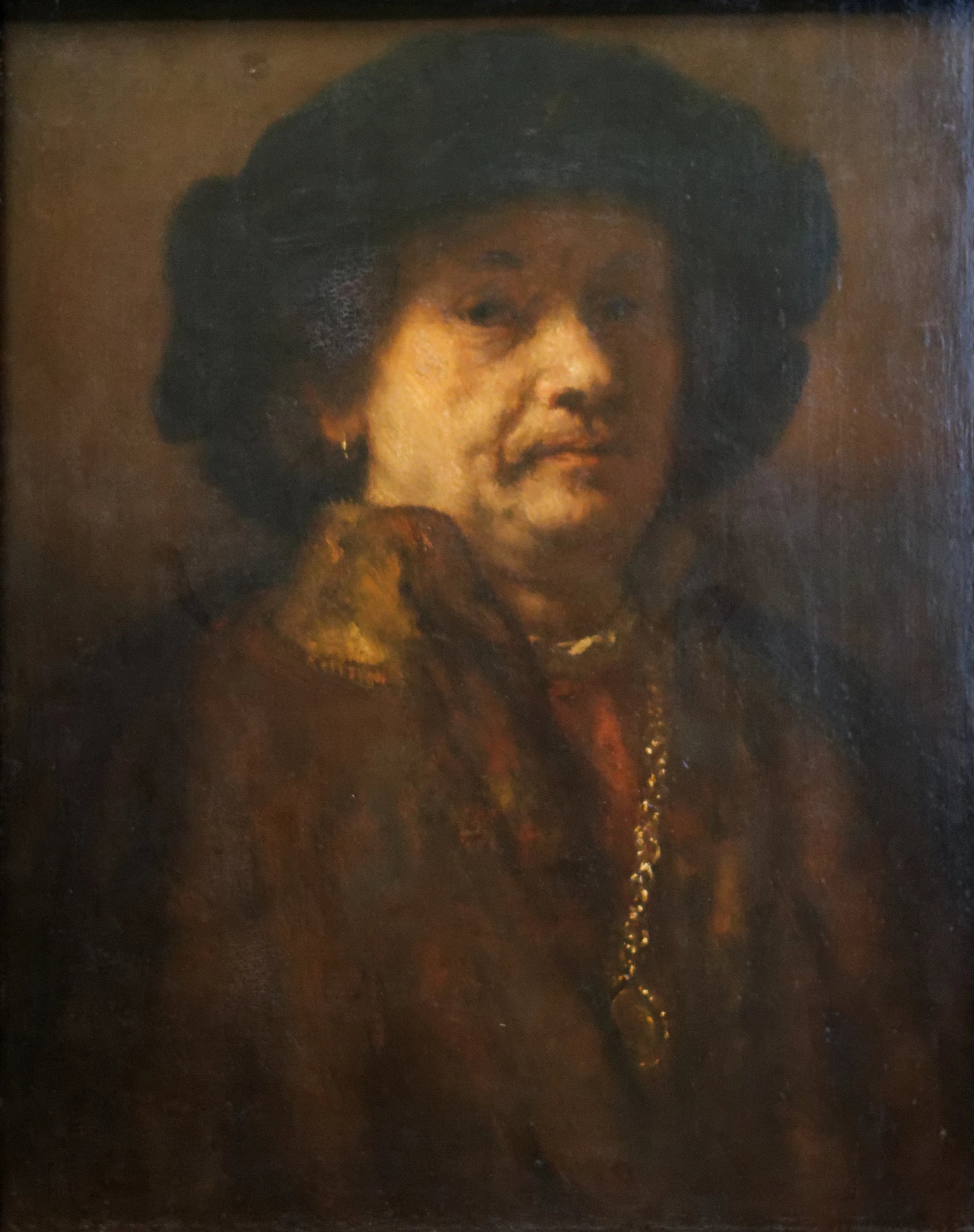 Autoportrait au manteau de fourrure et à la chaîne d’or — cercle de Rembrandt, vers 1656–1657, Vienne