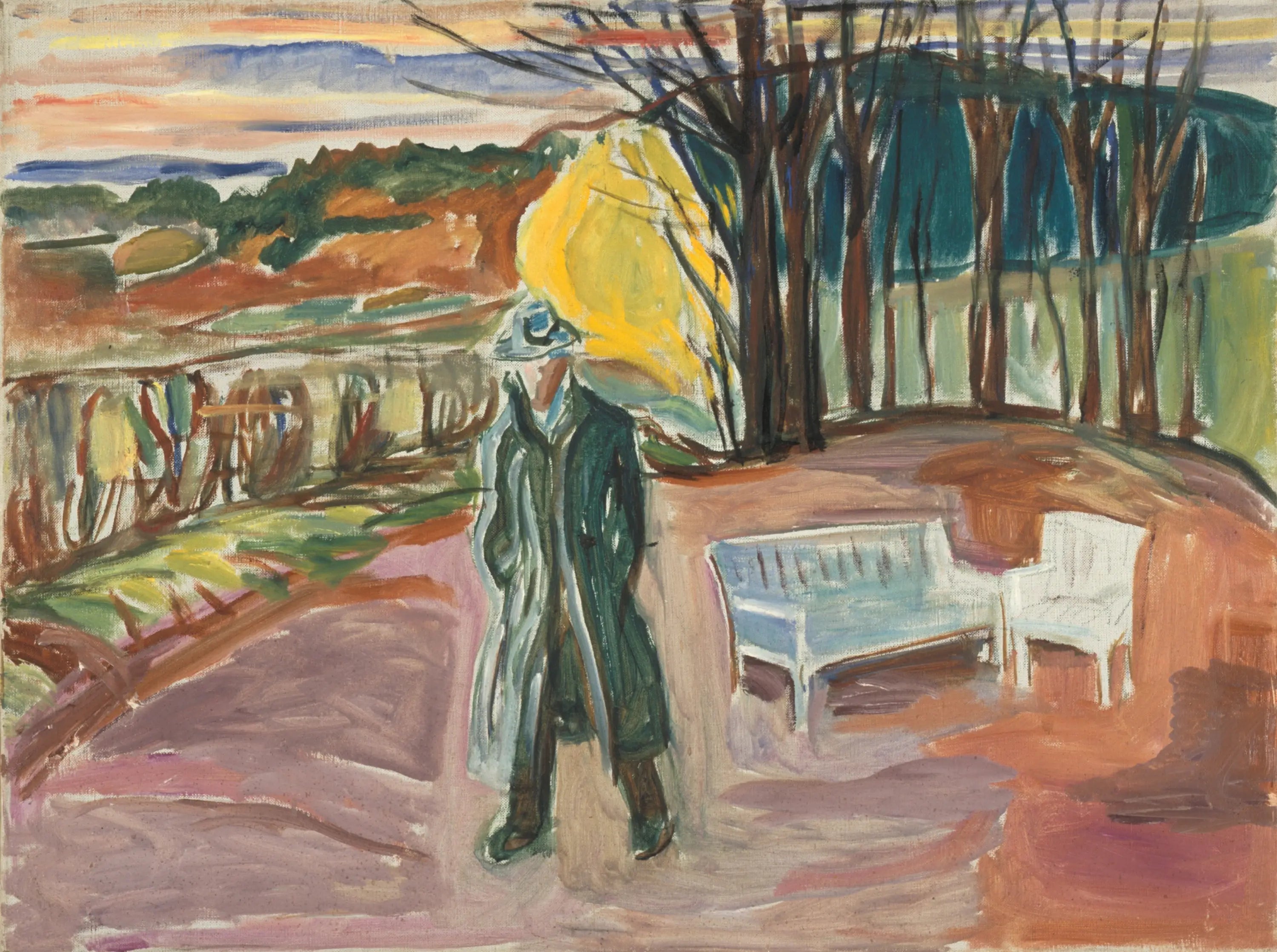 Autoportrait près de la tonelle - Edvard Munch image 1 reproduction artisanale de tableau