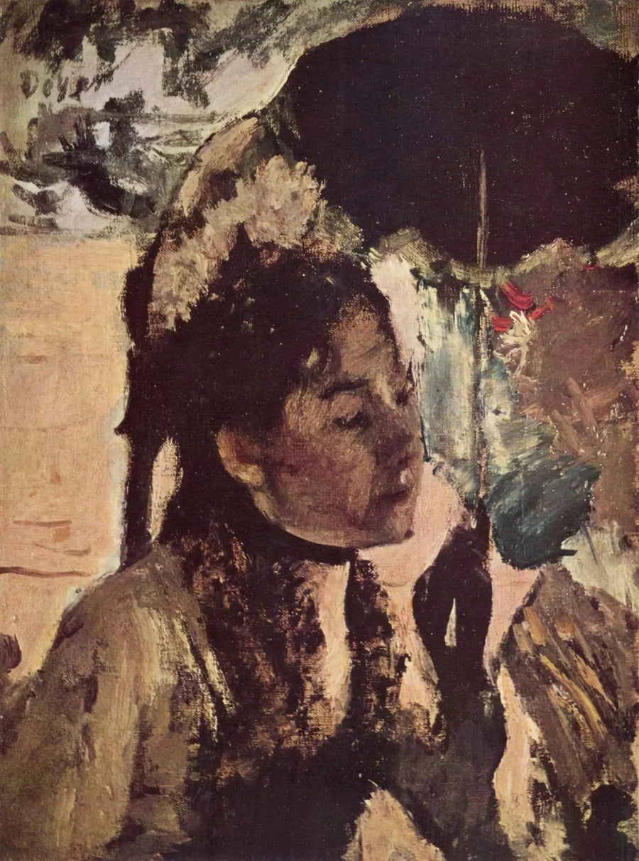 Aux Tuileries, La Femme à l'ombrelle - Edgar Degas image 1 reproduction de peinture à l’huile
