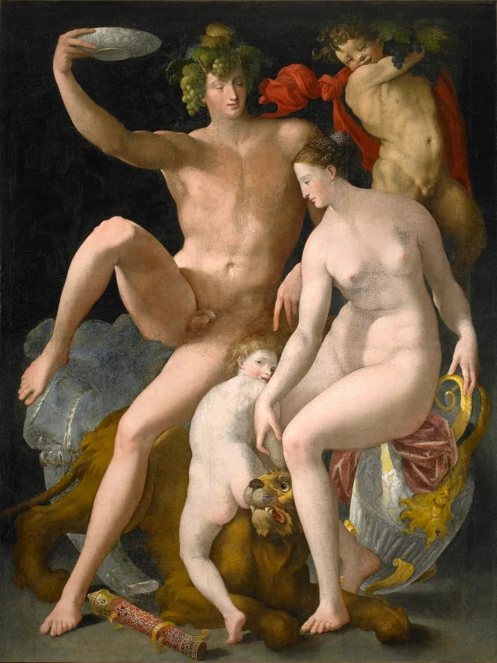 Bacchus, Vénus et Amour - Rosso Fiorentino image 1 copie peinte à la main à l’huile