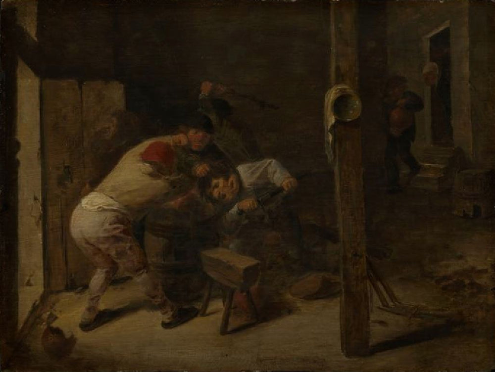 Bagarre entre paysans - Adriaen Brouwer image 1 reproduction artisanale de tableau