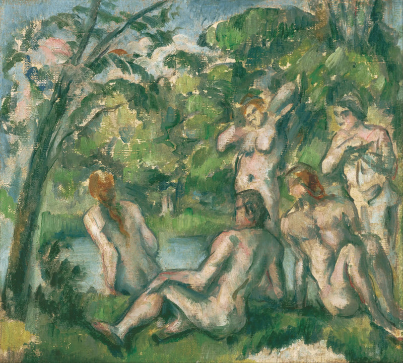 นักอาบน้ำชายและหญิง - Paul Cézanne