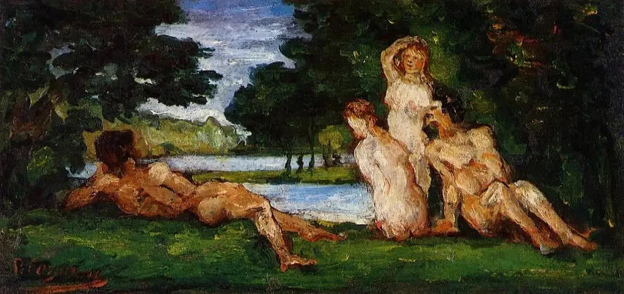 นักอาบน้ำชายและหญิง - Paul Cézanne
