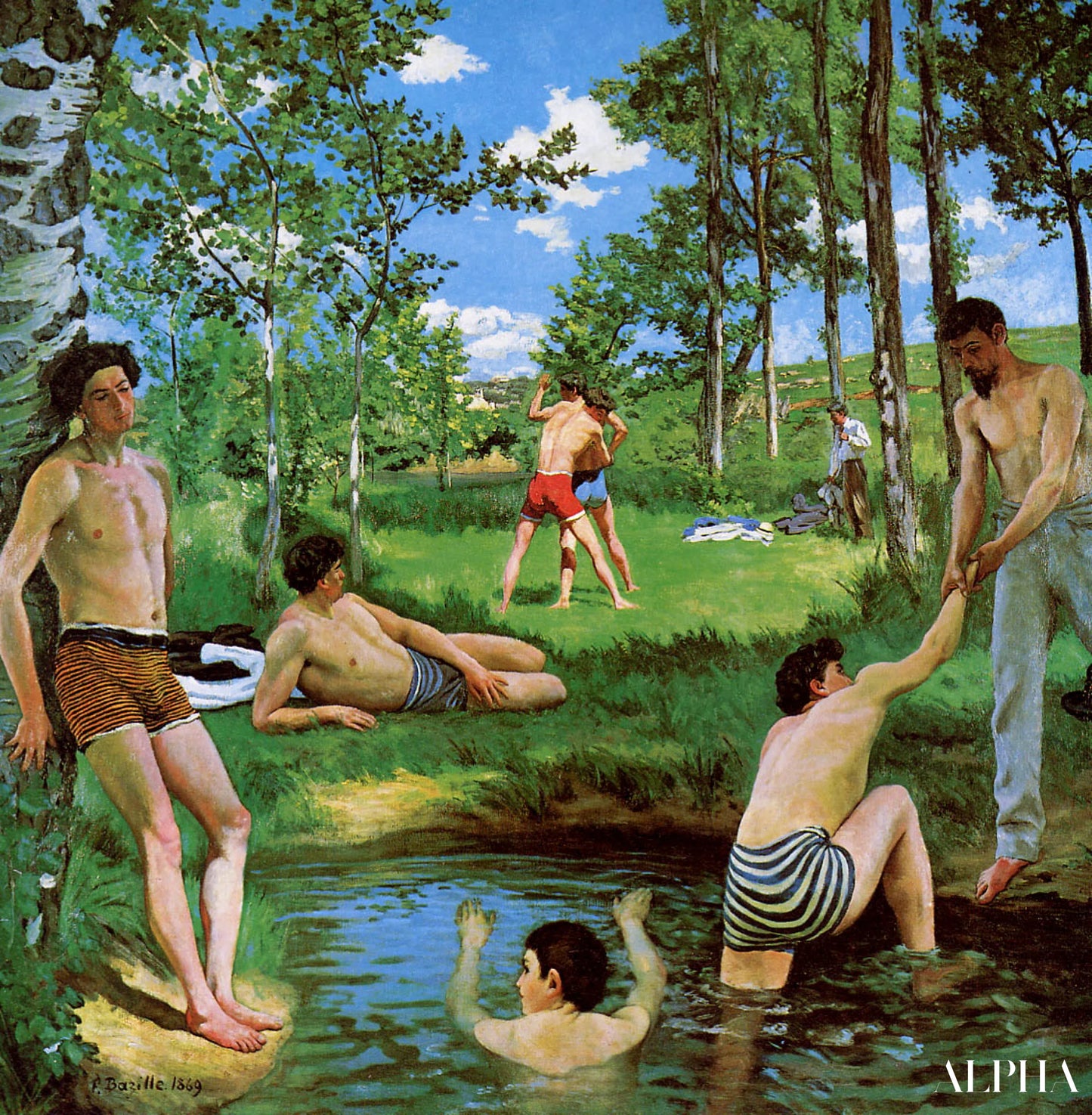 Baigneurs (scène d'été) - Frédéric Bazille - Reproductions de tableaux et peintures haut de gamme
