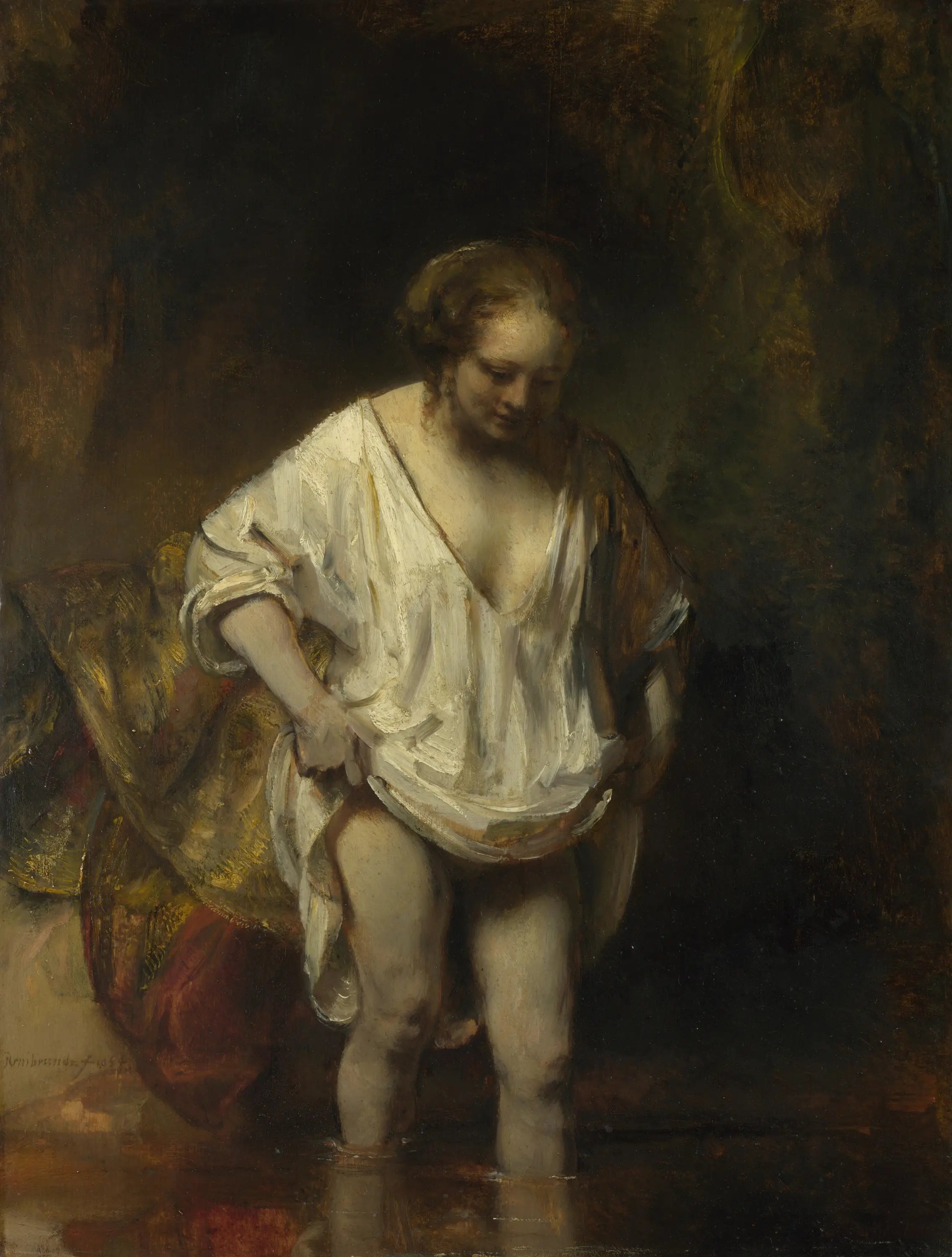 Baigneuse - Rembrandt image 1 copie peinte à la main à l’huile