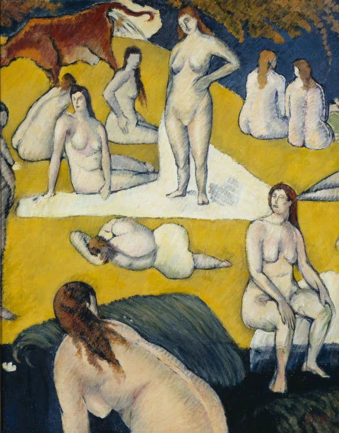 ผู้หญิงอาบน้ำกับวัวสีแดง - Émile Bernard