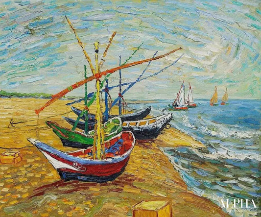 Barques aux Saintes-Maries - Van Gogh - Reproductions de tableaux et peintures haut de gamme