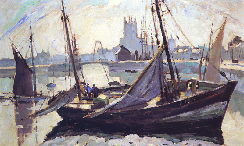 Barques, Fécamp - Robert Antoine Pinchon image 1 reproduction d’œuvre d’art à l’huile