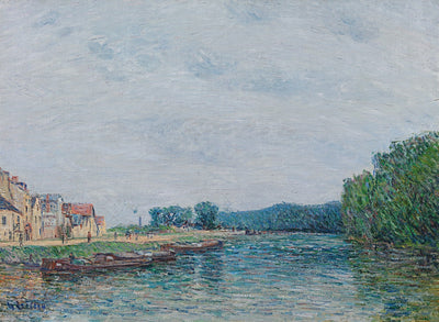 Barques quai du Pothuis à Pontoise - Gustave Loiseau - Alpha Reproduction
