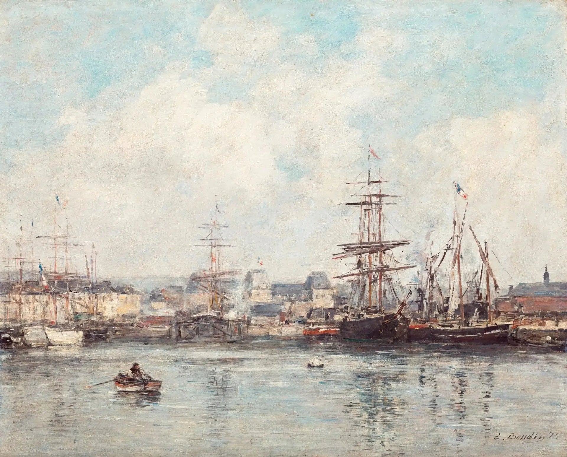 Bassin Casimir Delavigne au Havre - Eugène Boudin image 1 reproduction artisanale de tableau