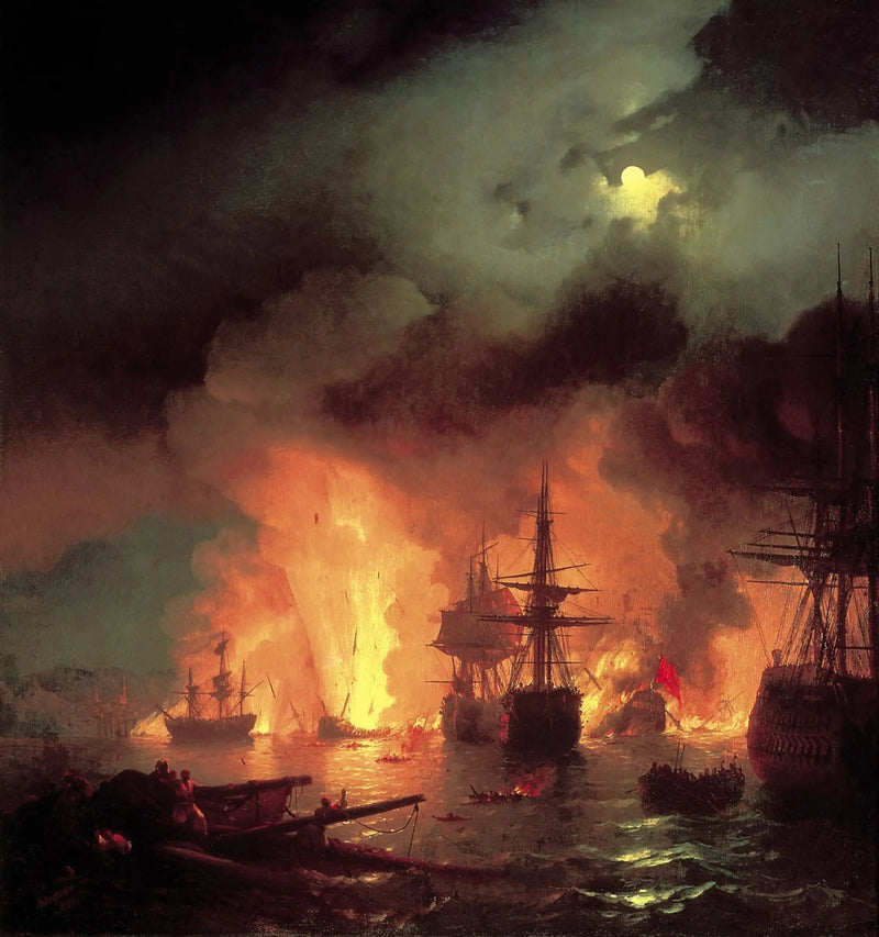 การต่อสู้ที่ Tchesmé - Ivan Aïvazovski