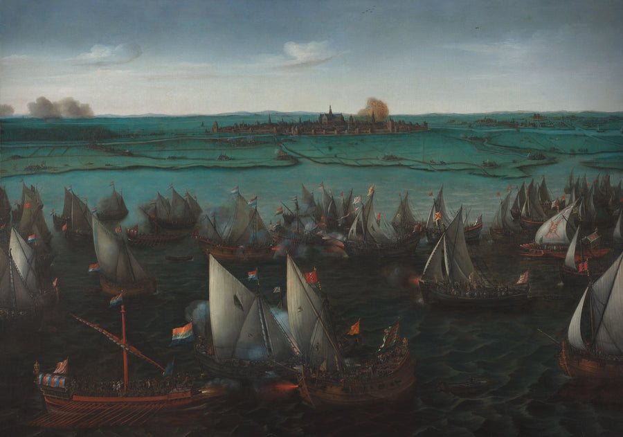 Bataille entre navires néerlandais et espagnols sur le Haarlemmermeer - Hendrick Cornelisz Vroom