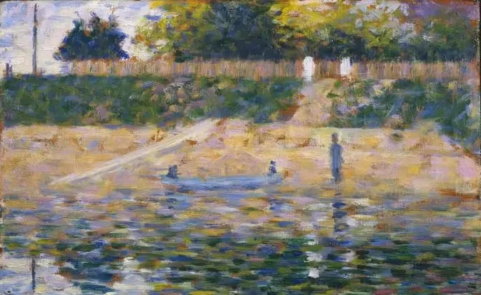 Bateau au bord de la berge, Asnières - Georges Seurat image 1 reproduction de peinture à l’huile