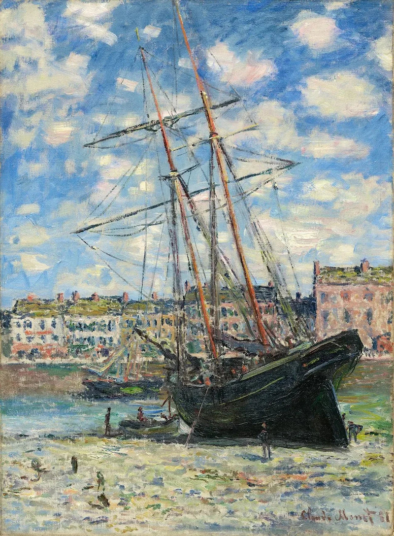 เรือเกยตื้นในช่วงน้ําลง W644 - Claude Monet