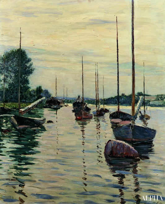 Bateaux amarrés sur la seine - Caillebotte - Reproductions de tableaux et peintures haut de gamme