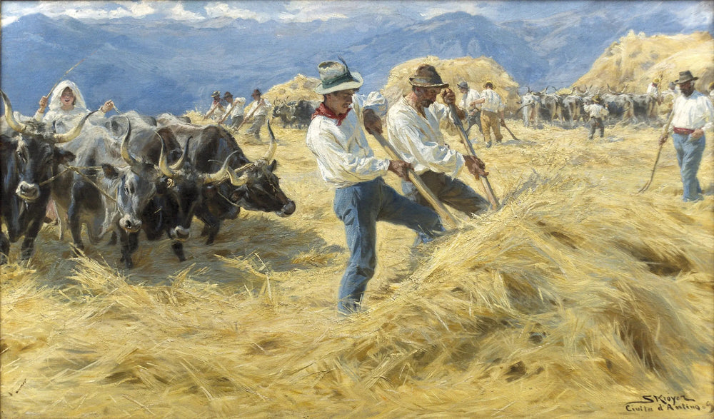 Battage dans les Abruzzes. Cività d'Antino - Peder Severin Krøyer image 1 copie peinte à la main à l’huile