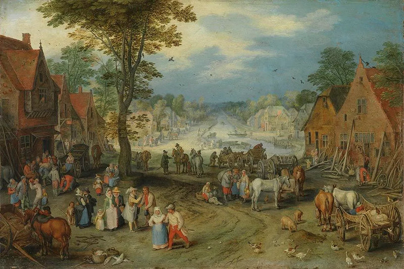 Belebter Dorfplatz - Jan Brueghel l’Ancien
