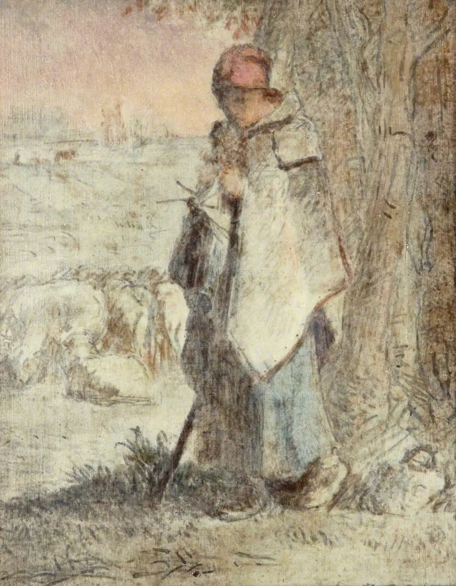 Bergère tricotant - Jean-François Millet image 1 tableau peint à l’huile sur toile