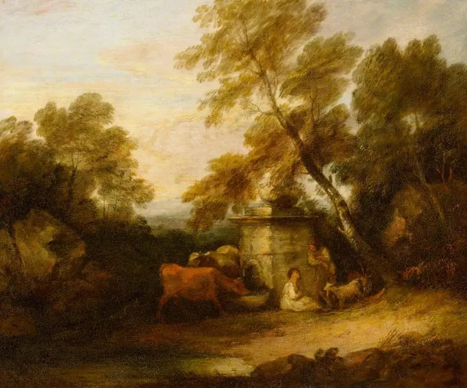 Bétail à une fontaine - Thomas Gainsborough image 1 copie de tableau peinte à la main