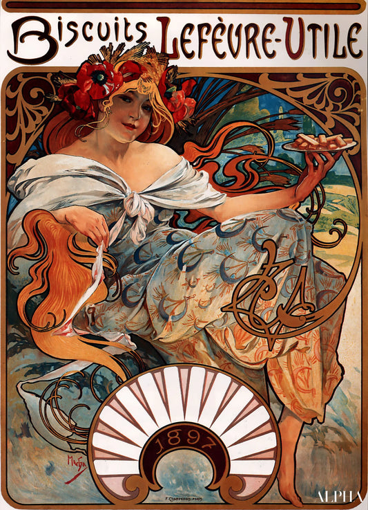 Biscuits Lefèvre-Utile - Mucha - Reproductions de tableaux et peintures haut de gamme
