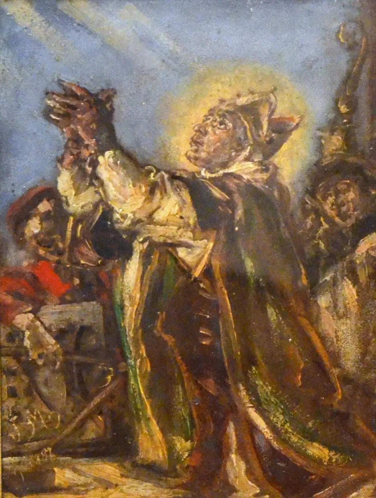 Biskup Iwo Odrowąż poświęcający kamień węgielny pod budowę kościoła w Iwoniczu w roku 1226 - Jan Matejko image 1 copie peinte à la main à l’huile