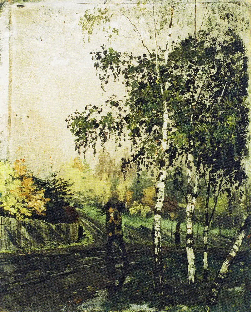 Bouleaux et Hommes portant des branches - Edvard Munch image 1 copie de tableau peinte à la main