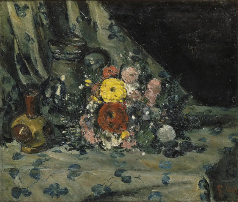 ช่อดอกไม้ดาเลียสีเหลือง - Paul Cézanne
