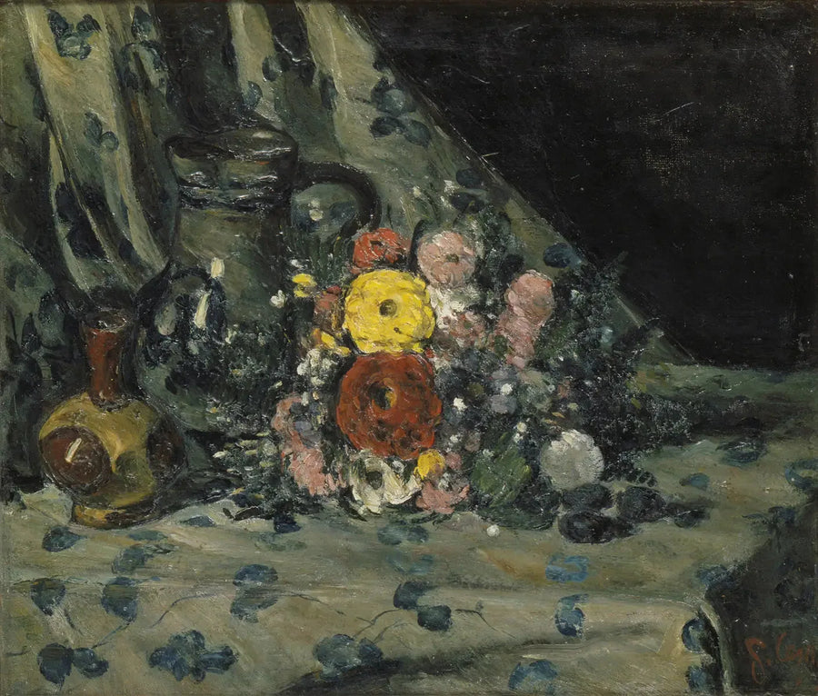 ช่อดอกไม้ดาเลียสีเหลือง - Paul Cézanne