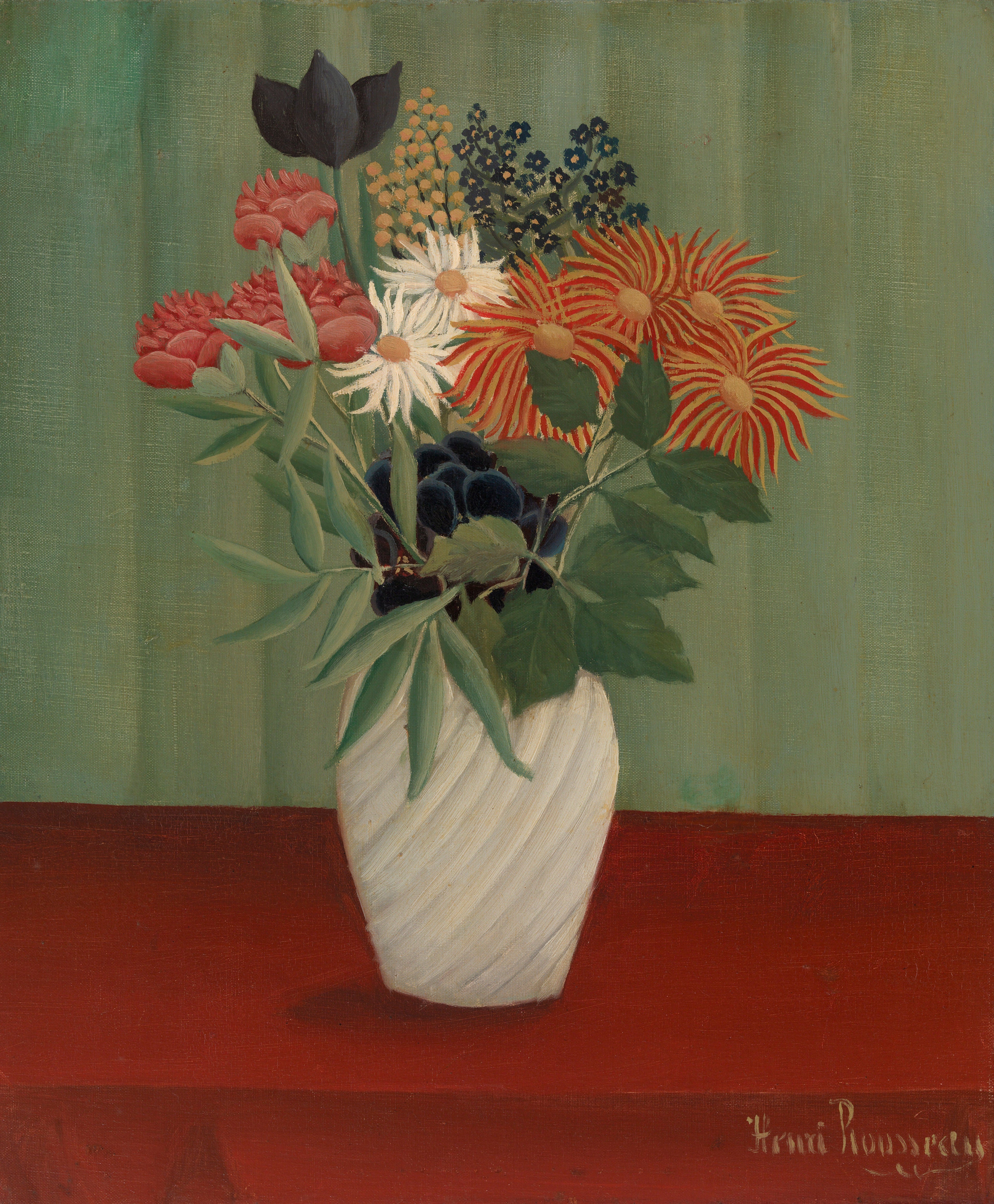 Bouquet de fleurs aux reines-marguerites et aux tokyos - Henri Rousseau - Alpha Reproduction