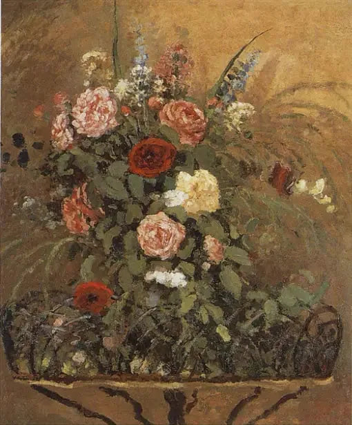 Bouquet de fleurs avec jardinière - Camille Pissarro image 1 reproduction de peinture à l’huile