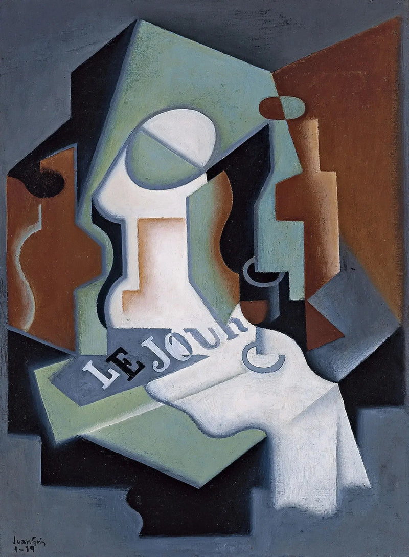 ขวดและจานผลไม้ - Juan Gris