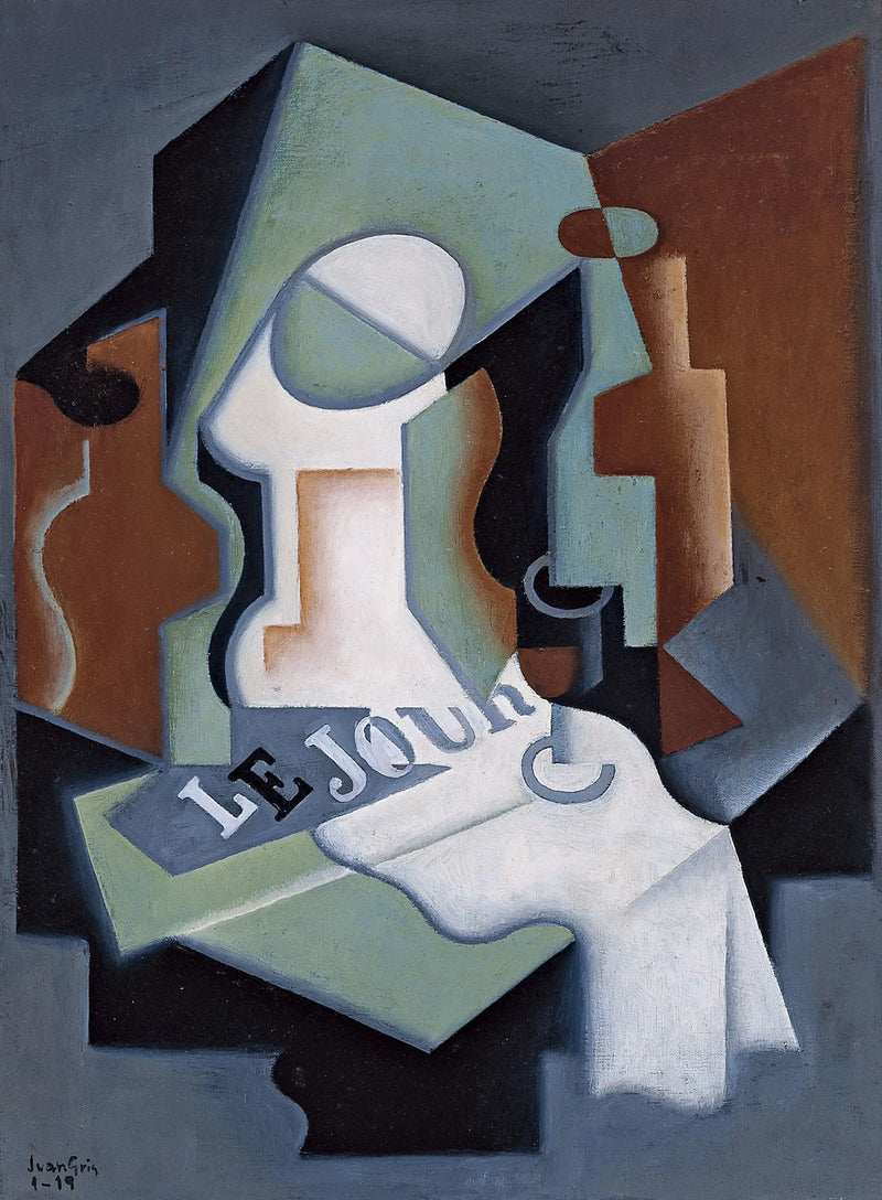 ขวดและจานผลไม้ - Juan Gris
